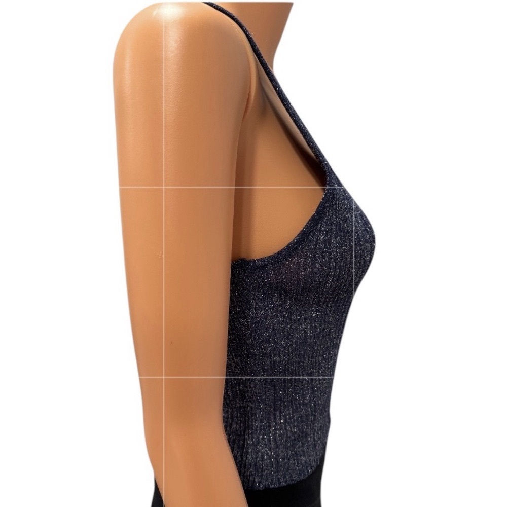 HOUSE OF HARLOW 1960 Sparkle Tank Fun Metallic Bling Blue Silver NWT Size Medium - Picture 4 of 7